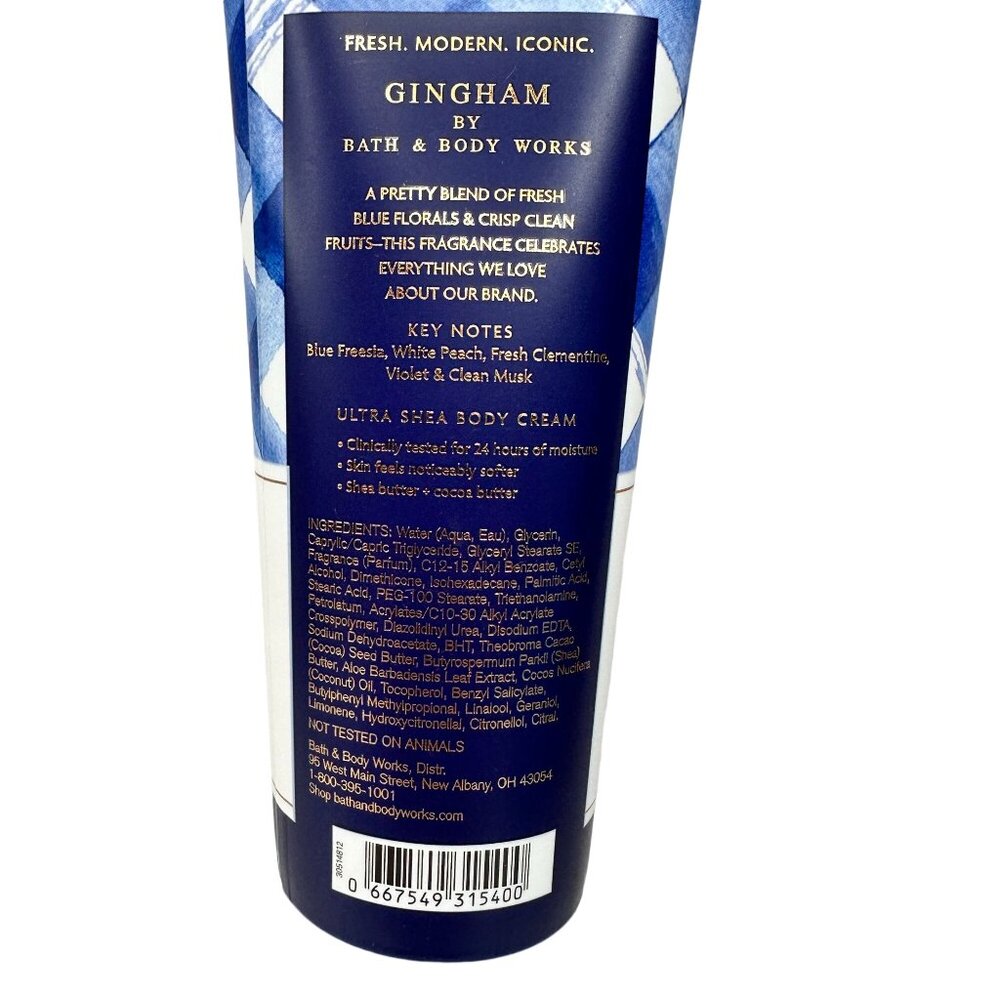 Gingham By Bath & Body Works 24 Hour Moisture Ultra Shea Body Cream 8oz NEW - Picture 2 of 6